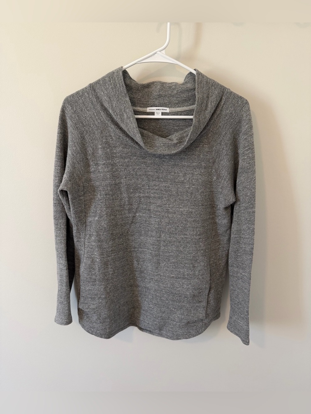 Standard James Perse Women’s Cowl Neck Sweater Heather Gray Size 2 Pockets